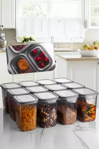 Förvaringslåda Set Hermia Antracit Plast 12 Delar - Plastlådor och förvaringslådor - 8683342845984 - 2