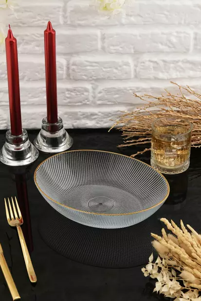 Salladsskål, transparent, 23 x 18 x 5,5 cm, hållbar, stilren, kreativ - Serveringsfat - 8684283721504 - 1