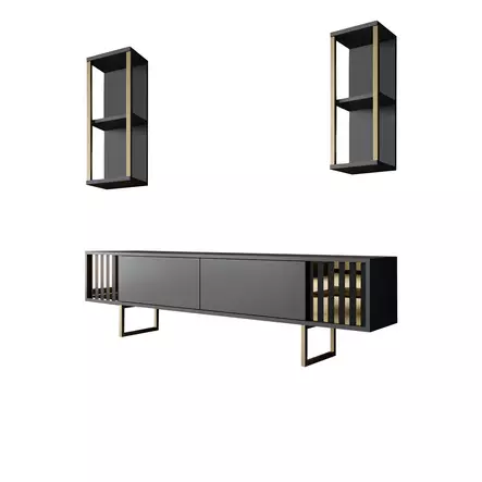 TV-bänk Hanah Home Gold Line Antracit Svart Spånskiva 180x30x48 cm - TV-bänkar - 8683742126164 - 1