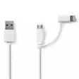 2 i 1kabel | USB 2.0 | USB-A Hane | Apple Lightning, 8-stifts / USB Micro-B Hane | 480 Mbps | 1.00 m | Nickelplaterad | Rund | PVC | Vit | Plastpåse - Blixtkablar - 5412810280094 - 30