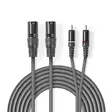 Balanserad ljudkabel | 2x XLR 3-Pin Hane | 2x RCA Hane | Nickelplaterad | 1.50 m | Rund | PVC | Mörkgrå | Kartonghylsa - Ljudkablar - 5412810295784 - 1