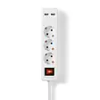 Gren kontakt | Jordad kontakt / Typ F (CEE 7/7) | 3-vägs | 1.50 m | 3680 W | 16 A | USB-anslutning | På / av-knapp | Vit - Förlängningskablar - 5412810323234 - 1