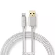 Lightning Kabel | USB 2.0 | Apple Lightning, 8-stifts | USB-A Hane | 480 Mbps | Guldplaterad | 1.00 m | Rund | Flätad / Nylon | Aluminium | Kartong med täckt fönster - Blixtkablar - 5412810262564 - 1
