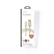 Lightning Kabel | USB 2.0 | Apple Lightning, 8-stifts | USB-A Hane | 480 Mbps | Guldplaterad | 1.00 m | Rund | Flätad / Nylon | Aluminium | Kartong med täckt fönster - Blixtkablar - 5412810262564 - 66