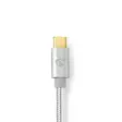 Lightning Kabel | USB 2.0 | USB-C Hane | Apple Lightning, 8-stifts | 480 Mbps | Guldplaterad | 2.00 m | Rund | Flätad / Nylon | Aluminium | Kartong med täckt fönster - Blixtkablar - 5412810313044 - 46