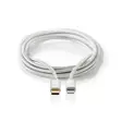Lightning Kabel | USB 2.0 | USB-C Hane | Apple Lightning, 8-stifts | 480 Mbps | Guldplaterad | 2.00 m | Rund | Flätad / Nylon | Aluminium | Kartong med täckt fönster - Blixtkablar - 5412810313044 - 10