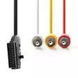 SCART-kabel | SCART Hane | 3x RCA Hane | Nickelplaterad | Bytbar | 480p | 2.00 m | Rund | PVC | Svart | Tag - HDMI-kablar - 5412810325474 - 10