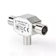 Satellite & Antenn Adapter | IEC (Koax) Hane | 2x Coax Hona | Nickelplaterad | 75 Ohm | T-Splitter | Metall | Silver | 1 st. | Låda - Antennkontakter och adaptrar - 5412810289554 - 42