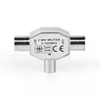 Satellite & Antenn Adapter | IEC (Koax) Hane | 2x Coax Hona | Nickelplaterad | 75 Ohm | T-Splitter | Metall | Silver | 1 st. | Låda - Antennkontakter och adaptrar - 5412810289554 - 11