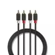 Stereoljudkabel | 2x RCA Hane | 2x RCA Hane | Guldplaterad | 5.00 m | Rund | Antracit | Låda - Ljudkablar - 5412810265114 - 1