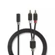 Stereoljudkabel | 2x RCA Hane | 3.5 mm Hona | Guldplaterad | 0.20 m | Rund | Antracit | Låda - Ljudkablar - 5412810265534 - 1