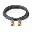 Subwoofer Kabel | RCA Hane | RCA Hane | Guldplaterad | 3.00 m | Rund | 4.5 mm | Antracit / Grått Med Metall | Lock - Ljudkablar - 5412810318704 - 11