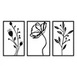 Väggdekor Metall Wallity Flowers Svart Metall 70x39 cm - Dekorationer, prydnadsföremål - 8682870956414 - 1