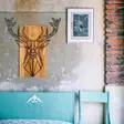 Väggdekor Trä Wallity Deer Svart Metall Trä 61x66 cm - Dekorationer, prydnadsföremål - 8683342168144 - 2