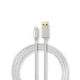 Lightning Kabel | USB 2.0 | Apple Lightning, 8-stifts | USB-A Hane | 480 Mbps | Guldplaterad | 1.00 m | Rund | Flätad / Nylon | Aluminium | Kartong med täckt fönster - Blixtkablar - 5412810262564 - 2