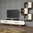 TV-bänk Hanah Home Flora S Valnöt Vit Spånskiva 205x50x36,8 cm - TV-bänkar - 8681875184594 - 3