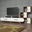 TV-bänk Hanah Home Flora S Valnöt Vit Spånskiva 205x50x36,8 cm - TV-bänkar - 8681875184594 - 2