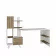 Skrivbord Hanah Home Alis Vit Valnöt Spånskiva 170x120x60 cm - Skrivbord - 8683743302994 - 1