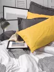 Ranforce påslakanset för dubbelsäng, gul/grå/vit, 200 x 220 cm, mjukt, hållbart, lättskött - Lakan och örngott - 8683342862974 - 2