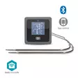 SmartLife kötttermometer | Buzzer / Push notification | Bluetooth® | Timer | LCD | Antal prober: 2 | 1.20 m | Clips för prober | Nedis® SmartLife | Grå - Köksredskap och matlagning - 5412810475094 - 1
