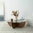 Soffbord Hanah Home Lily Wood Valnöt Härdat Glas Massiv Furu 90x30x90 cm - Soffbord - 8684282140214 - 3