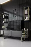 TV-bänk Hanah Home Gold Line Antracit Svart Spånskiva 180x30x48 cm - TV-bänkar - 8683742126164 - 2