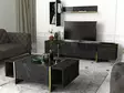 Vardagsrumsmöbel Hanah Home Veyron Set 1 Svart Guld Spånskiva 180x45x32,3 cm - Möbler - 8683743940844 - 2