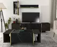 Vardagsrumsmöbel Hanah Home Veyron Set 1 Svart Guld Spånskiva 180x45x32,3 cm - Möbler - 8683743940844 - 4