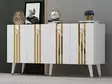 Konsolbord Hanah Home Isil Vit Guld Spånskiva 150x80x40 cm - Byråer och skåp - 8684282428794 - 3
