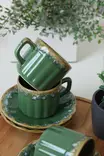 Tekoppar Set Hermia Grön Keramik 12 Delar - Kaffe- och teserviser - 8684282991984 - 3