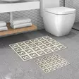 Badrumsmatta Set Mijölnir Beige Halkfri Antibakteriell 100% Polyester 50x60 cm & 60x100 cm - Badrumsmattor och våtrumsmattor - 8683342421324 - 2