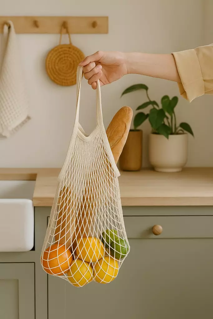 Nätpåse Aberto Design Small Naturbeige Bomull 36x45 cm - Förvaringslådor och korgar - 8684283850334 - 1