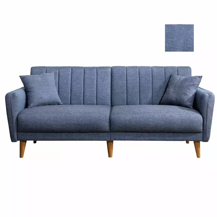 3-sits bäddsoffa Atelier del Sofa Aqua Mörkblå Linne 205x85x85 cm - Bäddsoffor - 8681875323764 - 1