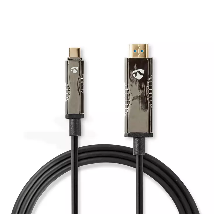Aktiv optisk (AOC) USB kabel | USB-C Hane | HDMI Kontakt | 18 Gbps | 20.0 m | Rund | PVC | Svart | Presentbox - Dator och nätverk - 5412810318094 - 1