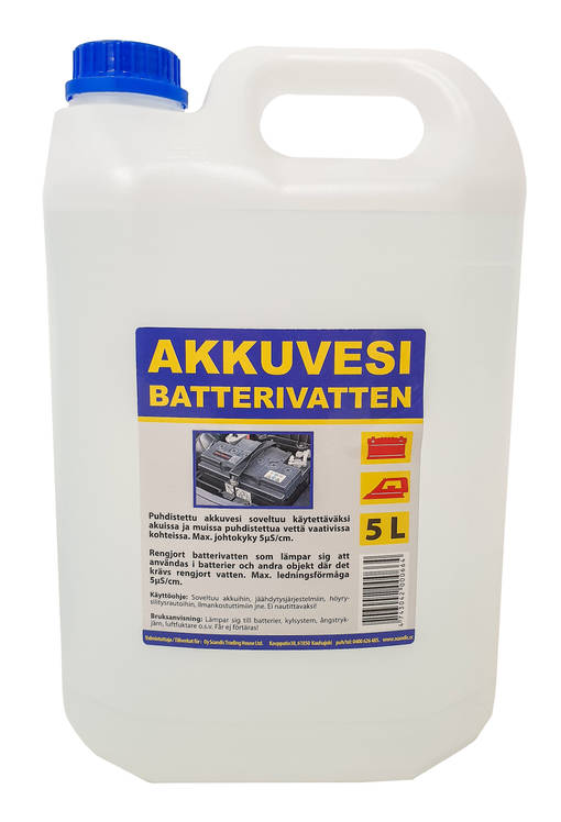 Akkuvesi 5 l - Batterivatten - 4743042000664 - 1