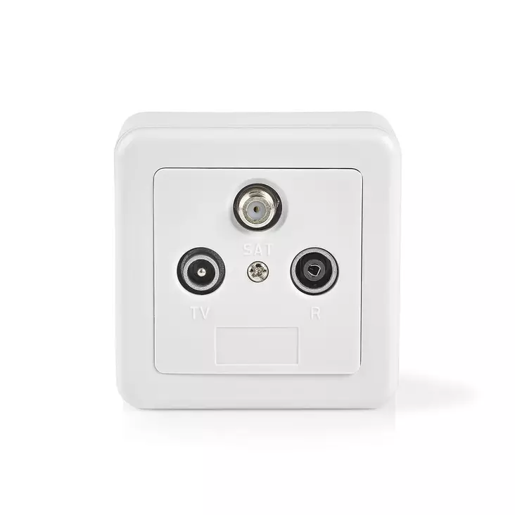 Antenn slut box | 1x F-Connector Female / 1x IEC Connector Female / 1x IEC Connector Male | 75 Ohm | Returväg | Silver / Vit - Tillbehör - 5412810298334 - 1