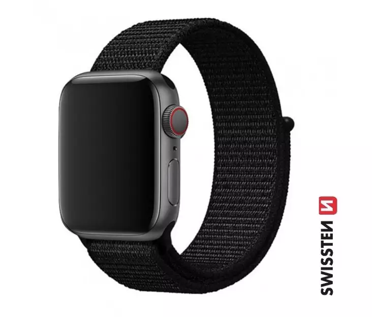 Apple Watch armband | Svart | 42-49 mm | Nylon | Swissten - Smartklockor och aktivitetsmätare - 8595217485174 - 1