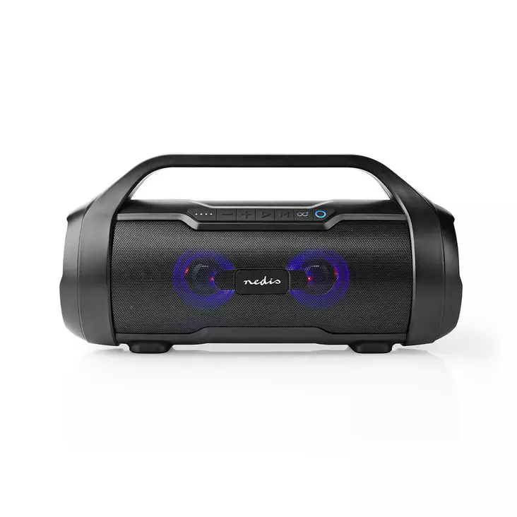 Bluetooth® Party Boombox | 360 min | 2.0 | 60 W | Uppspelning av media: AUX / Micro SD / USB | IPX5 | Synkroniseringsbar | Bärhandtag | Festljus | Svart - Bluetooth-högtalare - 5412810323784 - 1