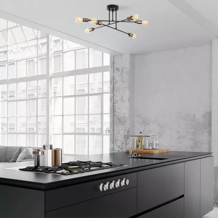 Taklampa Opviq Fleur Svart Metall 66 x 66 cm - Tak- och vägglampor - 8682870816084 - 1