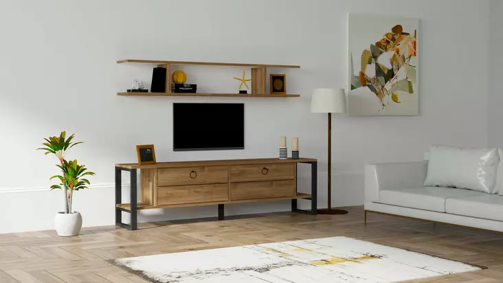 TV-bänk Hanah Home Melis Valnöt Spånskiva 160x45x30 cm - TV-bänkar - 8682870049864 - 1