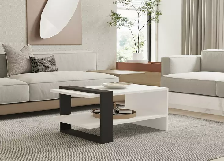 Soffbord, antracit/vit, 80 cm x 35 cm x 55 cm, tålig, rymlig, stilren - Bord - 8681875683264 - 1