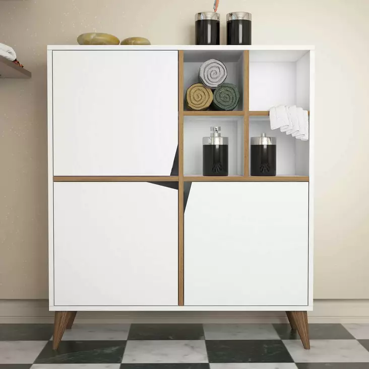 Förvaringsskåp Hanah Home Pulse Vit Valnöt Spånskiva 100x115x30 cm - Skåp och byråer - 8681875413144 - 1
