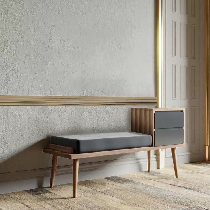 Hallmöbel Hanah Home Rino Valnöt Antracit Spånskiva 120x40x45 cm - Hallskåp - 8682870145054 - 1