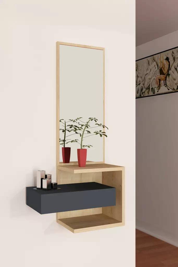 Hallmöbel Hanah Home Stella Ek Antracit Spånskiva 49,1x90x31,3 cm - Hallskåp - 8681875705324 - 1