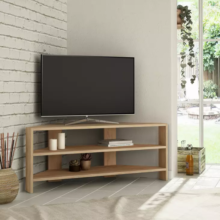 TV-bänk Hanah Home Thales Corner Ek Spånskiva 114x45x36 cm - TV-bänkar - 8681875104134 - 1