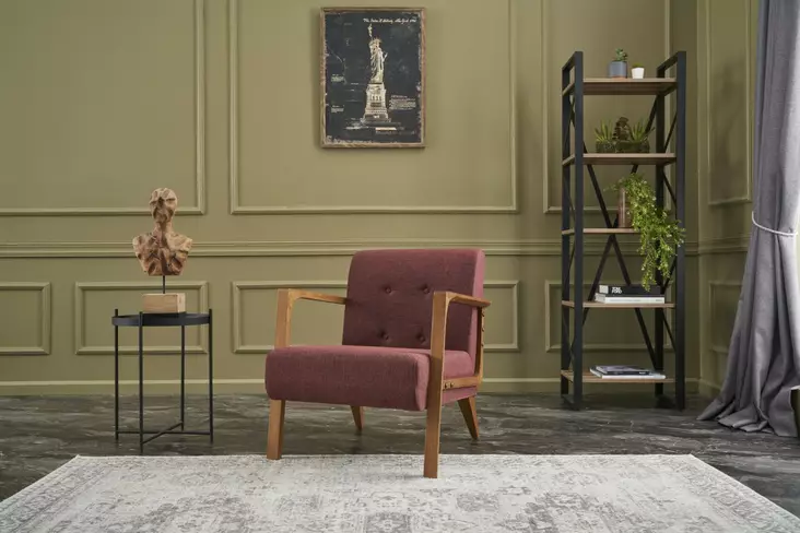 Fåtölj, vinröd, 69 cm bred, hållbar, bekväm - Fåtöljer - 8683342170574 - 1