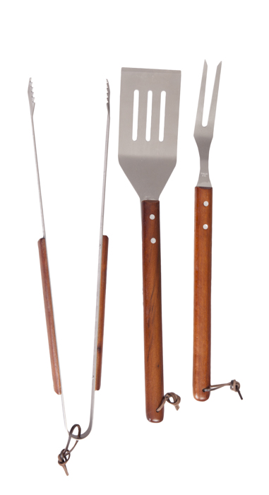 Grillredskapsset 3-delar i trähandtag - Grilltillbehör - 6430050626044 - 1