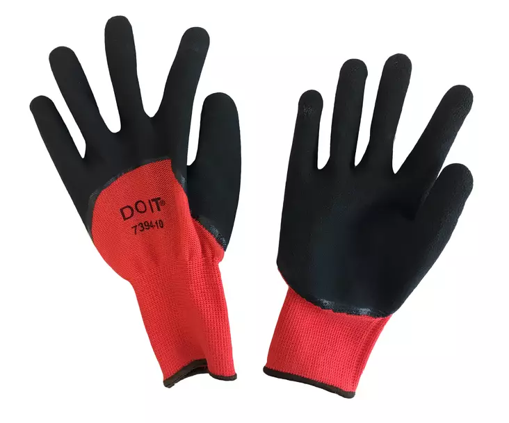 Hanskat Dolt 13G, koko 10 Puna-musta - Belagda handskar - 6430066036264 - 1