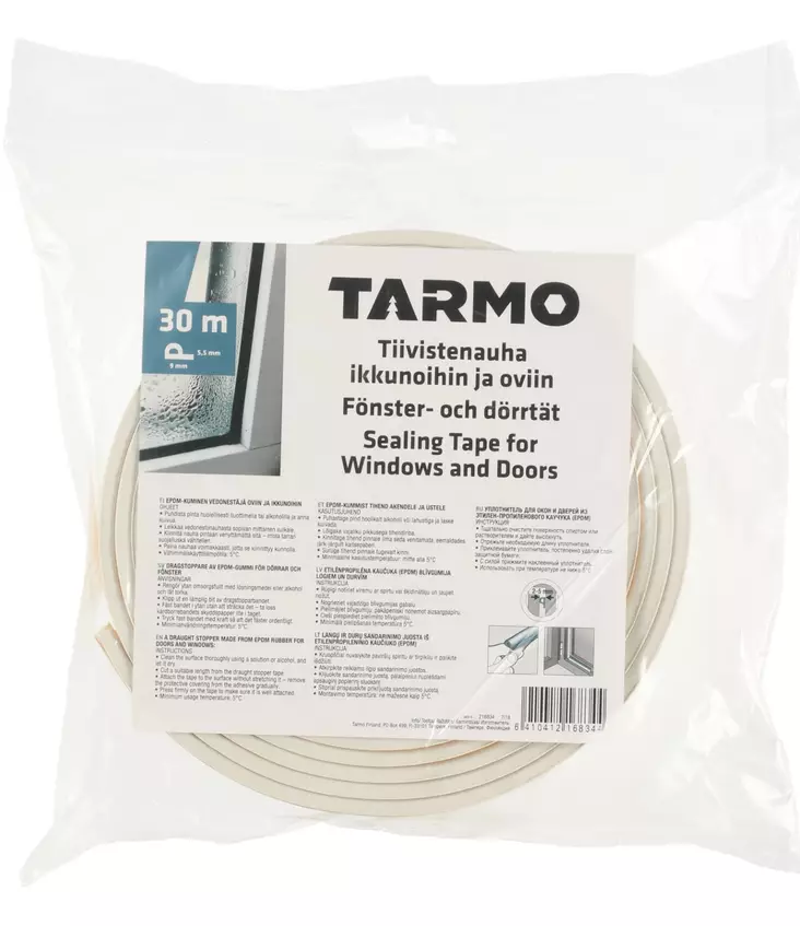 Ikkunatiiviste P-profiili valkoinen 30 m - Fönster- och dörrtätningar - 6410412168344 - 1