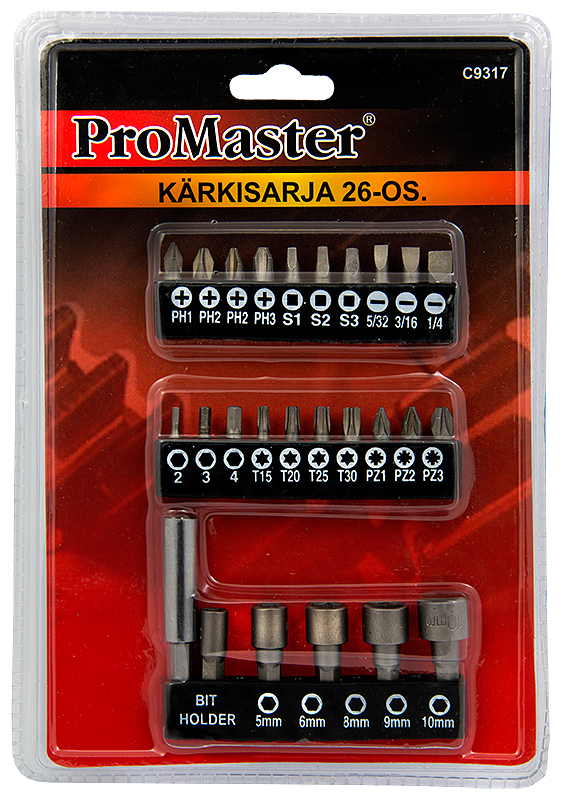 Bitssats 26 delar - Skruvbits och hållare - 6420286893174 - 1